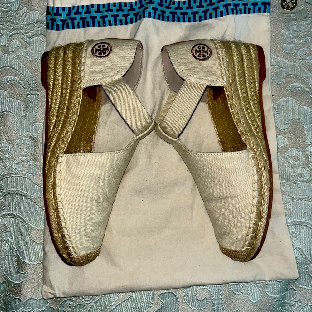 Tory Burch Catalina 2 Canvas Wedge Espadrille Sandal.